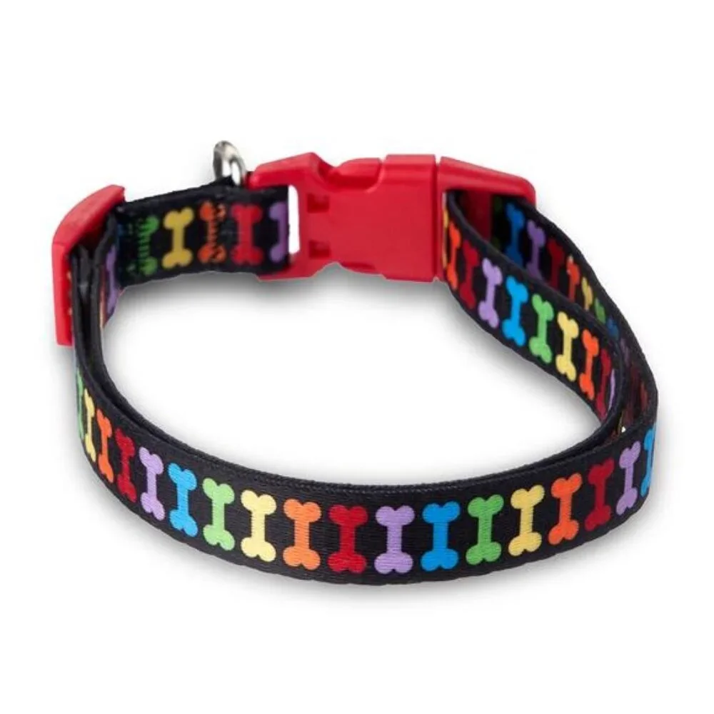 Bone Print Fashion Dog Collar, Multicolored, Medium